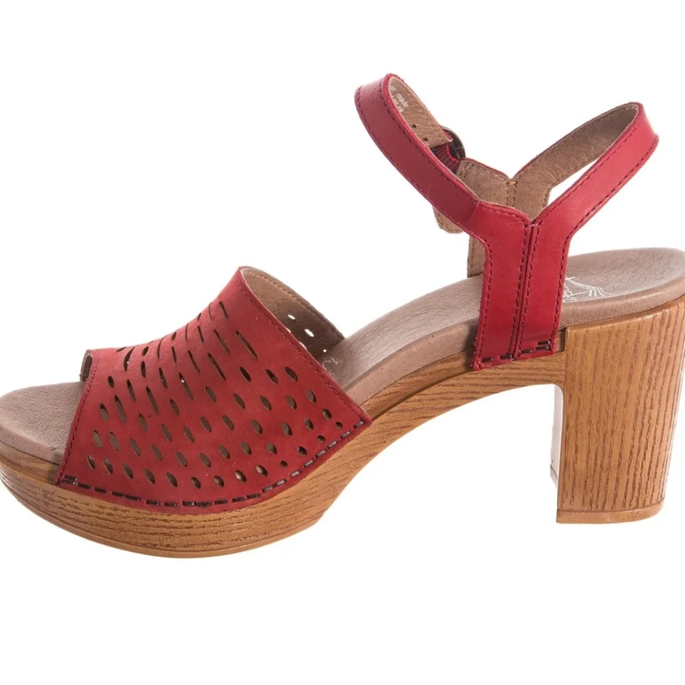 NIB $150 Dansko Denita Sandals in Red Nubuck - size 12!